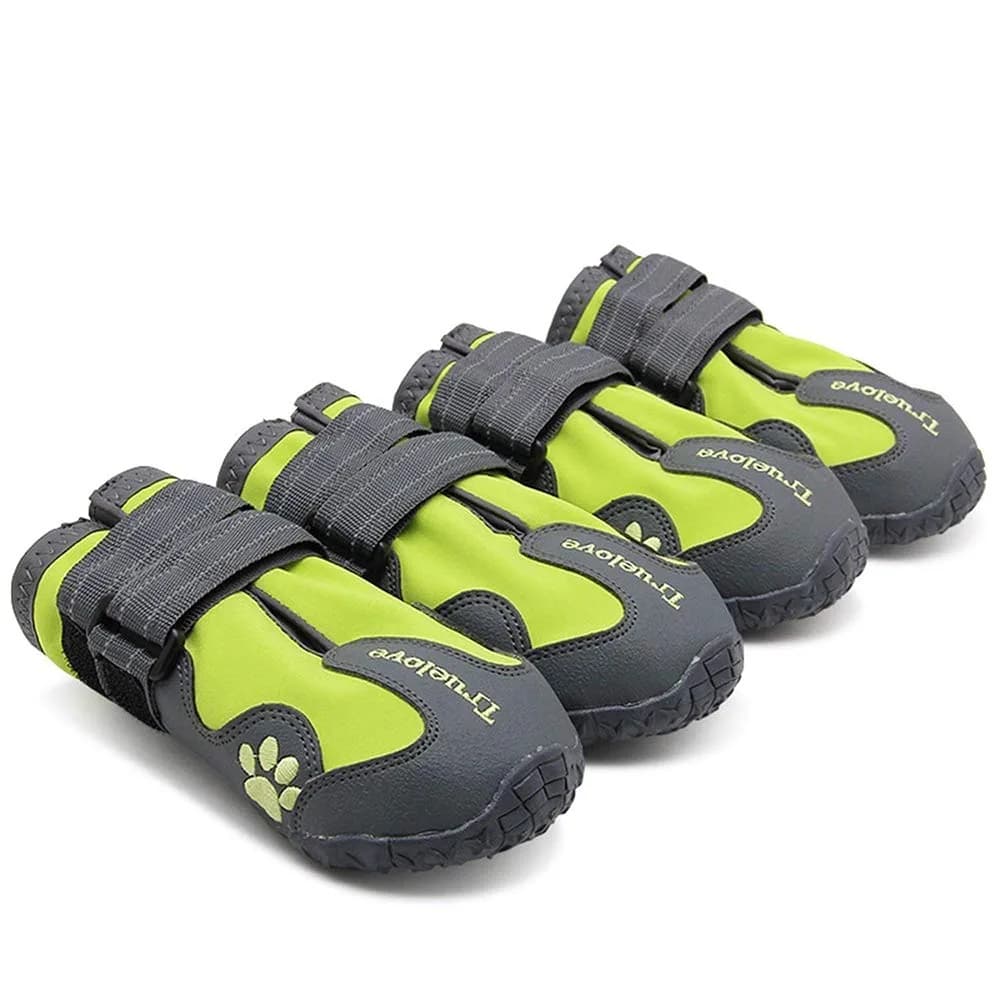TRUE LOVE Non-Slip Reflective Dog Boots Paw Protect Shoes, Red, Size 6# (4-Pack) — Neon Yellow / 7#