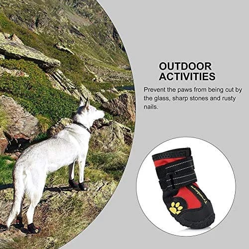TRUE LOVE Non-Slip Reflective Dog Boots Paw Protect Shoes, Red, Size 6# (4-Pack) thumbnail 4
