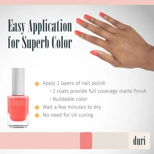 duri 152N Venom Neon Pink Nail Polish Matte Finish 15ml (0.45 Fl Oz) | 7-Free Formula for Healthier Manicures thumbnail 3