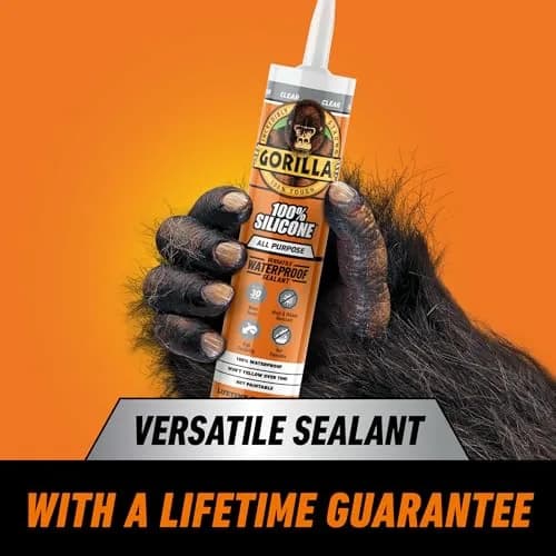 Gorilla 100% Silicone Waterproof Caulk Clear 10 oz (295ml) | ASTM C-920 Class 35 Sealant thumbnail 2