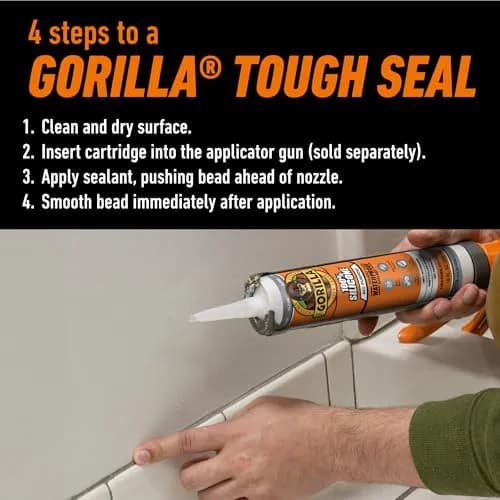 Gorilla 100% Silicone Waterproof Caulk Clear 10 oz (295ml) | ASTM C-920 Class 35 Sealant thumbnail 4