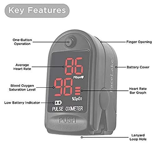 FaceLake FL400 Pulse Oximeter with Carrying Case | Sports & Aviation Use Only, 1 Count, Black thumbnail 2