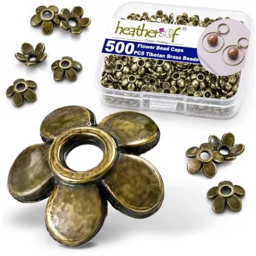 Heather's cf 500pcs Brass Petal Bead Caps for Jewelry Making 6mm | Vintage Tibetan Floral Finish thumbnail 1