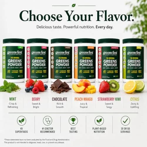 Greens First Original Greens Powder, Chocolate, 10.55oz | 49 Superfoods & Probiotics for Daily Wellness thumbnail 8