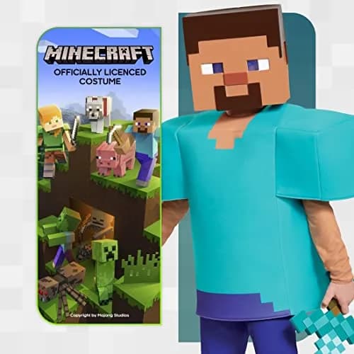 Disguise Minecraft Steve Deluxe Costume for Boys, Size L (10-12) | Officially Licensed Halloween Dress Up thumbnail 2