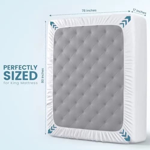Utopia Bedding Waterproof King Size Mattress Protector 78x80x17 Inches | Breathable Terry Top, Deep Pocket thumbnail 4
