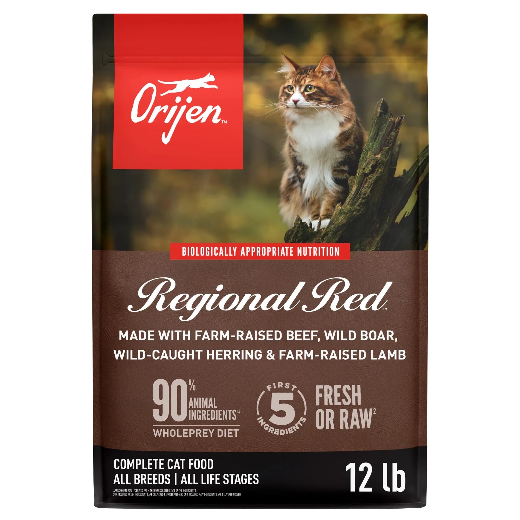 ORIJEN Grain Free WHOLEPREY Dry Cat Food Regional Red Recipe 12lb | High Protein, Raw & Fresh Ingredients