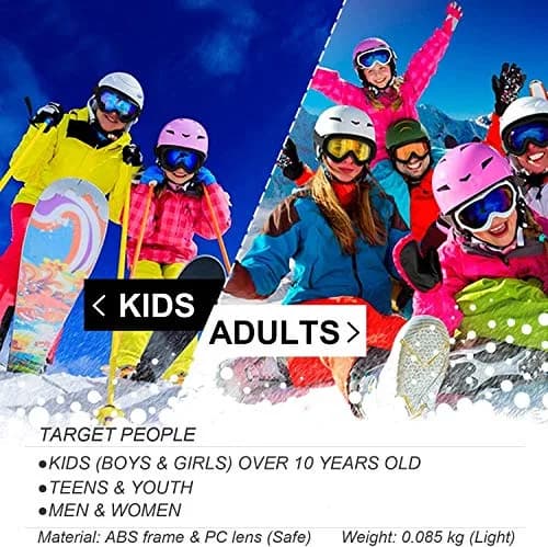 COOLOO Ski Goggles 2 Pack UV400 Impact-Resistant Snowboard Goggles for Men Women Kids thumbnail 6