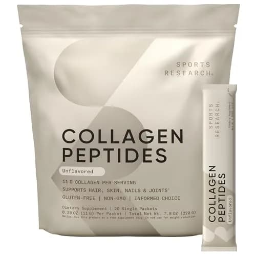Sports Research Collagen Peptides Protein Powder, 20 Packets | Unflavored Collagen for Skin & Joints thumbnail 1