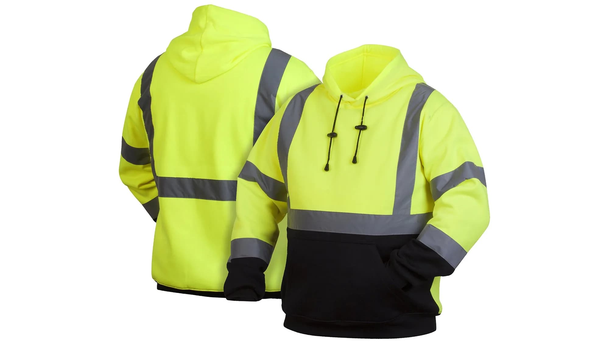 Pyramex Hi Vis Lime Class 3 Safety Pullover Sweatshirt With Hood & Black Bottom 5X Large - main product image