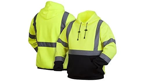Pyramex Hi Vis Lime Class 3 Safety Pullover Sweatshirt With Hood & Black Bottom 5X Large thumbnail 1