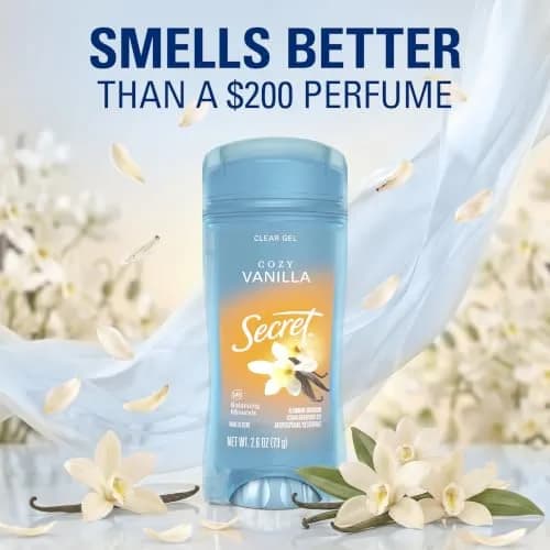 Secret Fresh Antiperspirant Deodorant for Women, Cozy Vanilla Scent, 72hr Protection, Clear Gel 73ml (2.6 oz) thumbnail 5