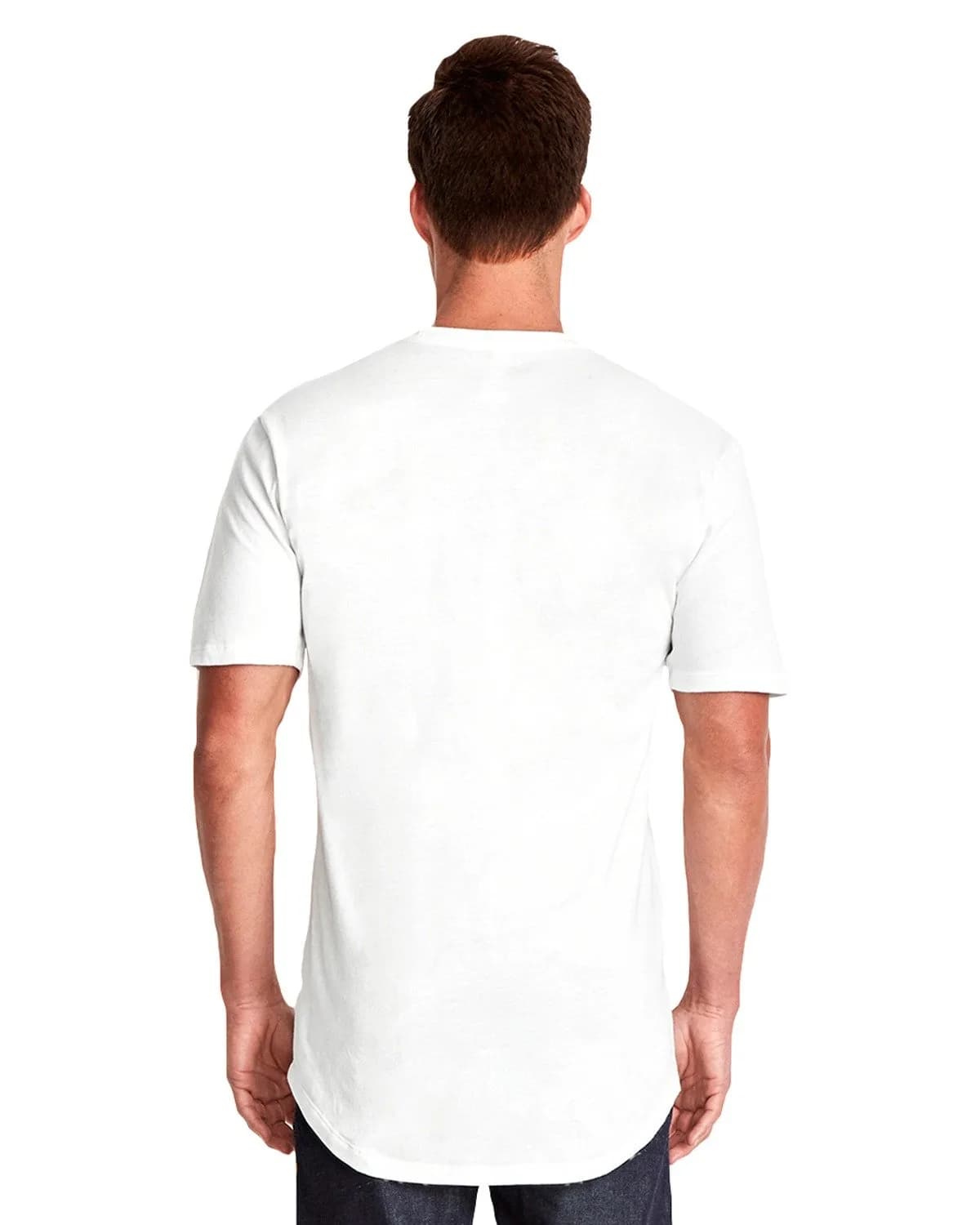 The Next Level Men's Cotton Long Body Crew M WHITE | Classic Casual Fit, 100% Cotton, Short Sleeve, Heather Grey 90/10, Curved Hem