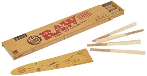 RAW Classic Natural Unrefined Pre Rolled Cones Lean Size 110mm x 7mm | 20 Cones Per Pack, Unbleached thumbnail 2