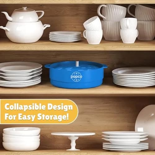 POPCO Silicone Popcorn Maker with Handles - 15-Cup Capacity Microwave Popper - Collapsible Bowl, Heat-Resistant, Easy to Clean, Light Blue | Makes Fresh Popcorn in Minutes thumbnail 7