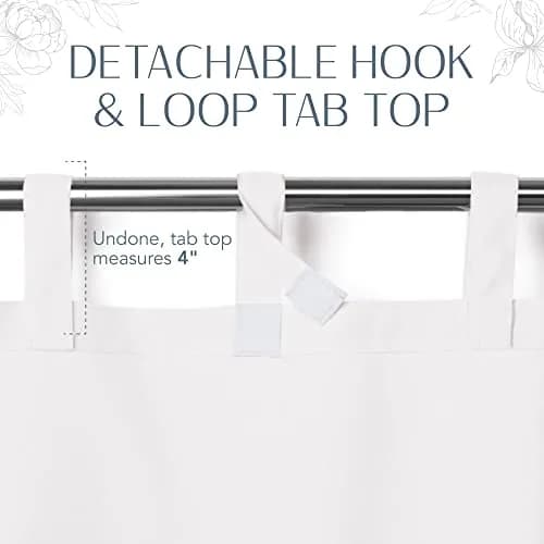 Threadmade Matine Solid Tab Top Indoor/Outdoor Window Curtain, White - 52" W x 95" L | UV 50+ Sun & Privacy thumbnail 5