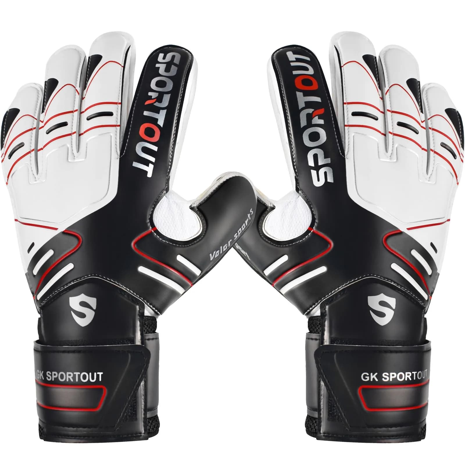 Sportout Black Goalkeeper Gloves Size 8 | Strong Grip & Finger Protection - main product image