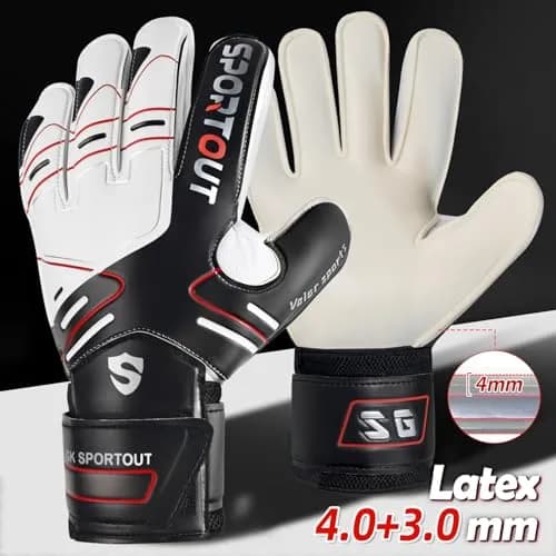 Sportout Black Goalkeeper Gloves Size 8 | Strong Grip & Finger Protection thumbnail 2