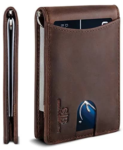 SERMAN BRANDS RFID Blocking Slim Bifold Leather Wallet for Men with Money Clip | Minimalist Front Pocket Design thumbnail 1