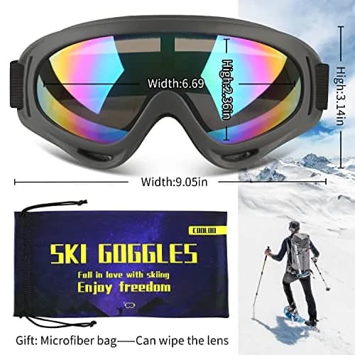 COOLOO Ski Goggles 2 Pack Snow Goggles with Clear Lenses & UV400 Protection | Unisex Adult thumbnail 3