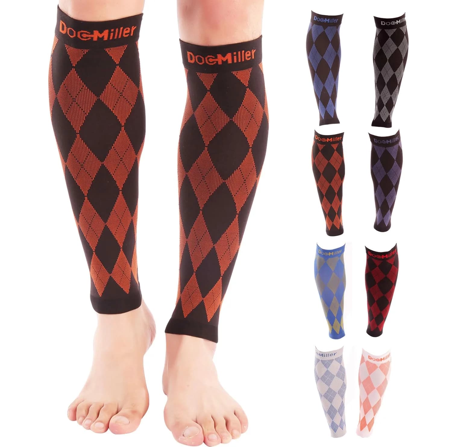 Doc Miller Calf Compression Sleeves 20-30 mmHg | Argyle Pattern, Unisex, Lightweight & Breathable - main product image