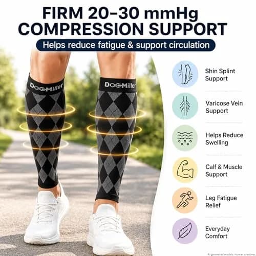 Doc Miller Calf Compression Sleeves 20-30 mmHg | Argyle Pattern, Unisex, Lightweight & Breathable thumbnail 2