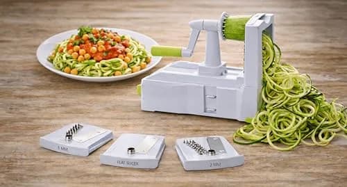 Brieftons 5-Blade Vegetable Spiralizer & Veggie Noodle Maker | Japanese Steel Blades for Zucchini & Sweet Potato | Strong Suction Pad | 4 Recipe eBooks thumbnail 7