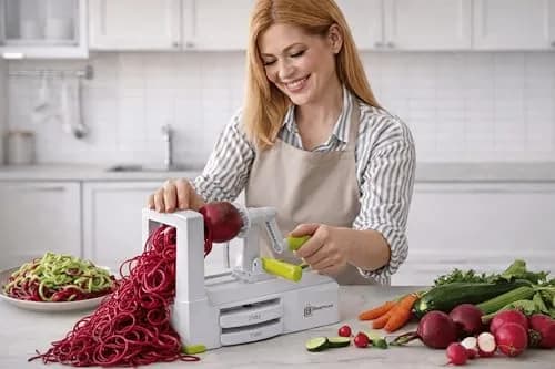 Brieftons 5-Blade Vegetable Spiralizer & Veggie Noodle Maker | Japanese Steel Blades for Zucchini & Sweet Potato | Strong Suction Pad | 4 Recipe eBooks thumbnail 8