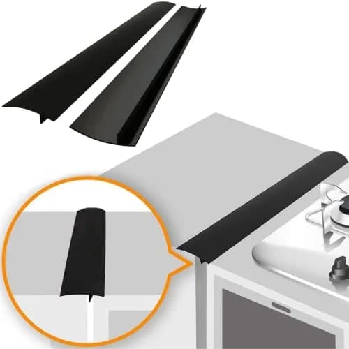 Linda's Essentials Black 2 Pack Silicone Stove Gap Covers 53.34cm (21 Inches) | Seals Gaps Between Stovetop and Counter thumbnail 1