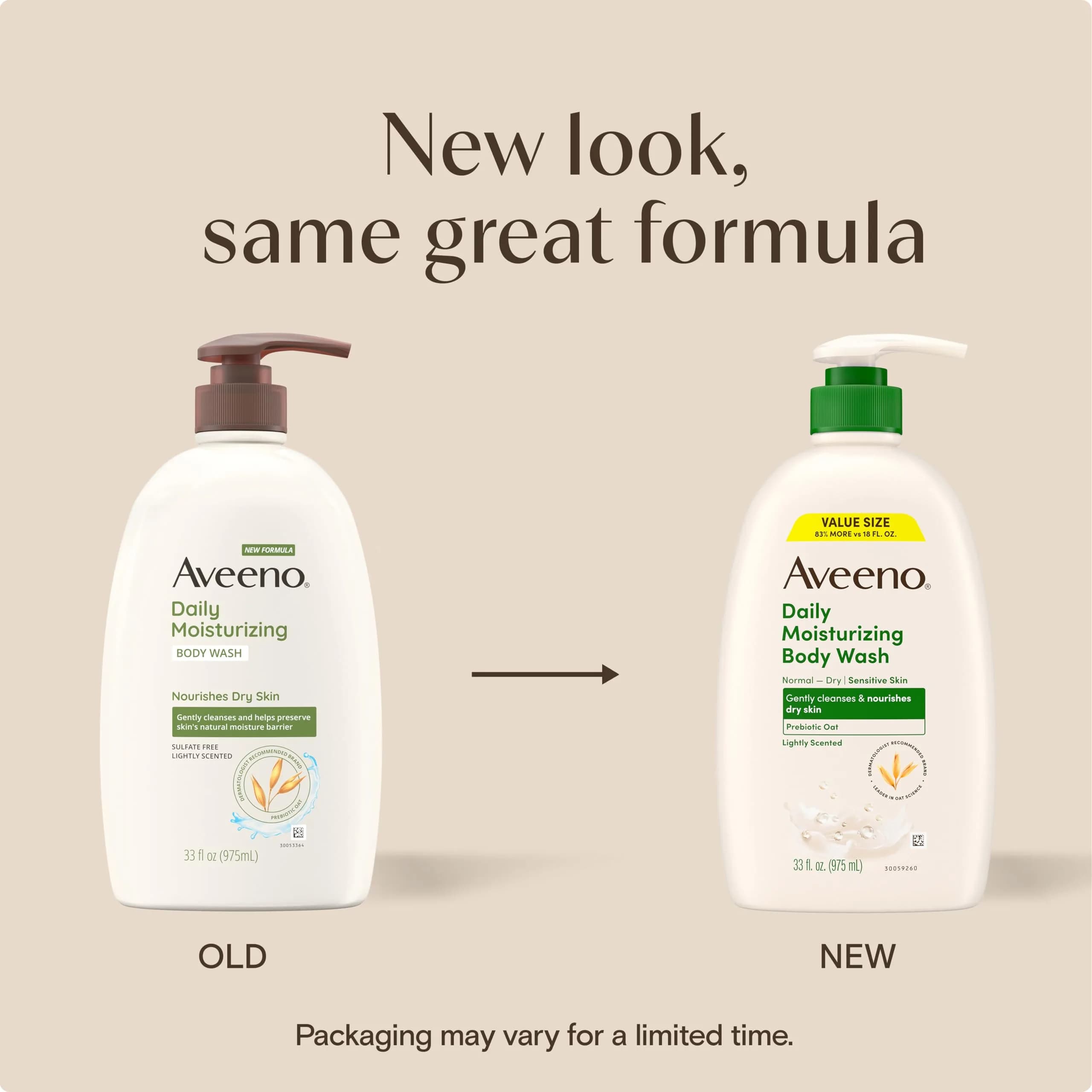 Aveeno Daily Moisturizing Body Wash for Normal to Dry Skin, Sensitive Formula with Prebiotic Oat, Gently Cleanses Dry Skin, Lightly Scented Body Wash for Women and Men, Value Size 33 fl. Oz thumbnail 2