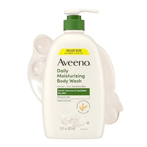 Aveeno Daily Moisturizing Body Wash for Normal to Dry Skin, Sensitive Skin Formula with Prebiotic Oat, 532ml (18 Fl Oz) | Gently Cleanses & Nourishes Dry Skin — 33 Fl Oz