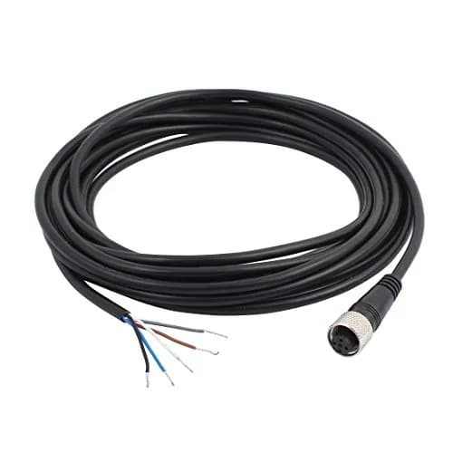 uxcell M12 Female Straight 5 Pins Connector Aviation Socket Electrical Cable 5m | 12mm Thread, Gray thumbnail 1