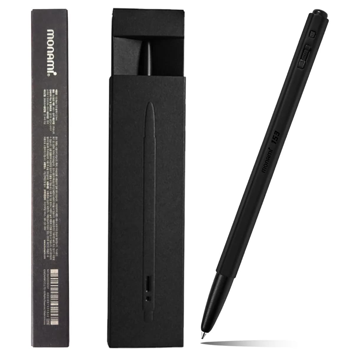 MONAMI 153 Black & White Ballpoint Pen 0.7mm | Elegant metallic design for professional writing