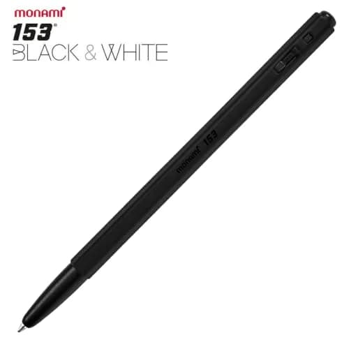 MONAMI 153 Black & White Ballpoint Pen 0.7mm | Elegant metallic design for professional writing thumbnail 6