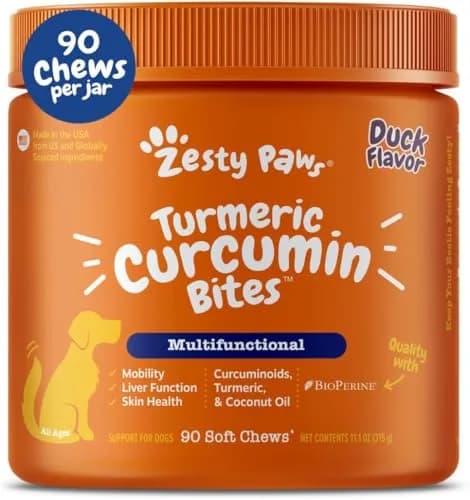 Zesty Paws Turmeric Curcumin Dog Chews 90 Count | Hip & Joint Support with Coconut Oil & BioPerine thumbnail 1