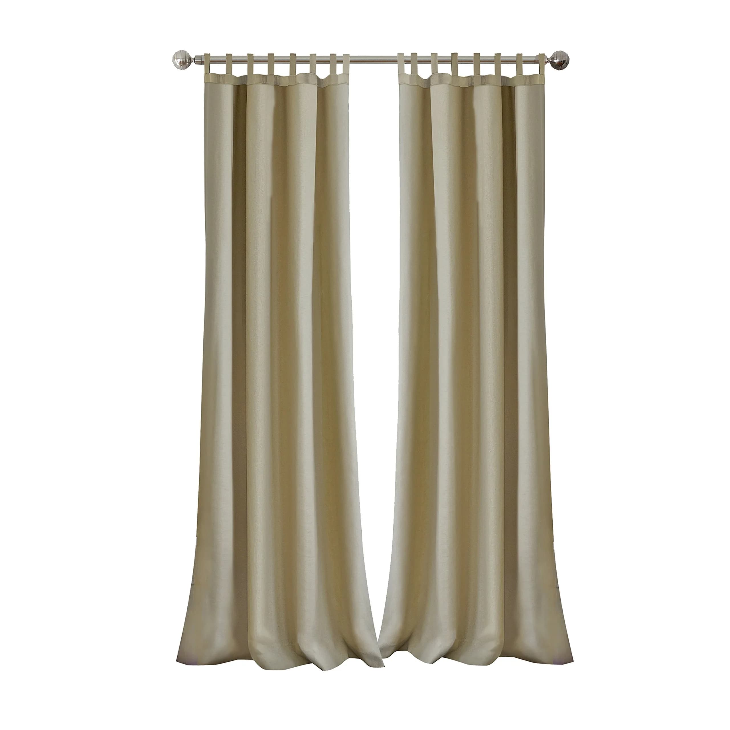 Threadmade Matine Solid Tab Top Indoor/Outdoor Window Curtain, White - 52" W x 108" L — Taupe / 52"W x 108"L