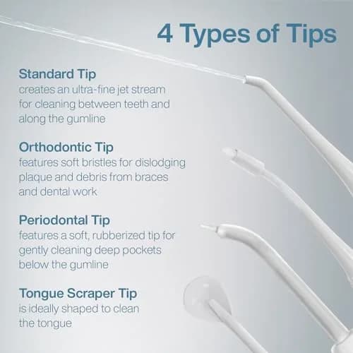 Aquasonic Aqua Flosser Cordless Rechargeable Water Flosser 5 Piece Set | Deep Clean Oral Irrigator for Braces & Travel thumbnail 8