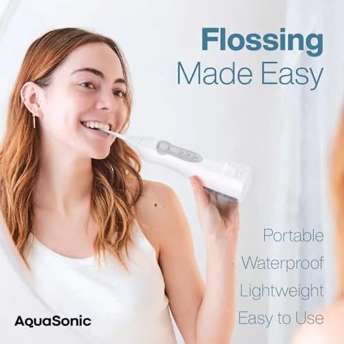 Aquasonic Aqua Flosser Cordless Rechargeable Water Flosser 5 Piece Set | Deep Clean Oral Irrigator for Braces & Travel thumbnail 2