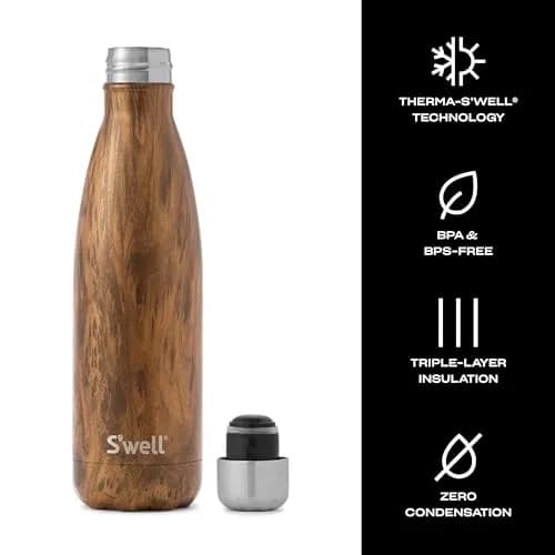 S'well Teakwood Stainless Steel Water Bottle 710ml (24oz) | Keeps Cold 36 Hrs, Hot 18 Hrs thumbnail 4