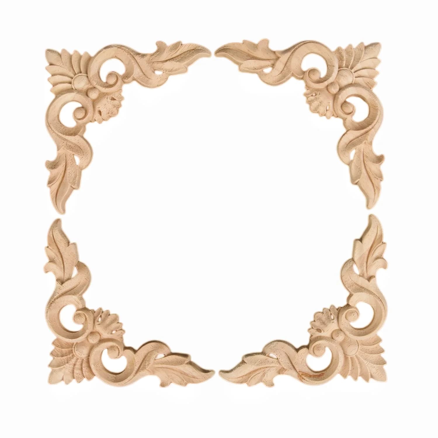 MUXSAM Unpainted Wooden Corner Appliques 8x8cm | Vintage European Style Decor - main product image