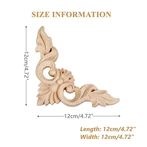 MUXSAM Unpainted Wooden Corner Appliques 8x8cm | Vintage European Style Decor thumbnail 2