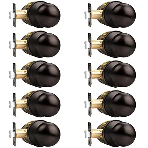 Probrico Passage Door Knobs 10 Pack Oil Rubbed Bronze | Interior Hall Closet Door Hardware thumbnail 1