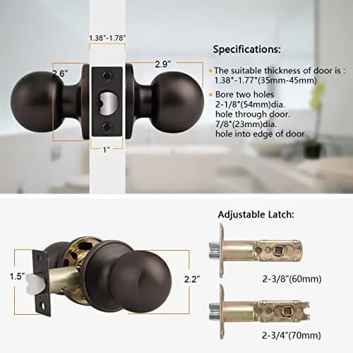 Probrico Passage Door Knobs 10 Pack Oil Rubbed Bronze | Interior Hall Closet Door Hardware thumbnail 6
