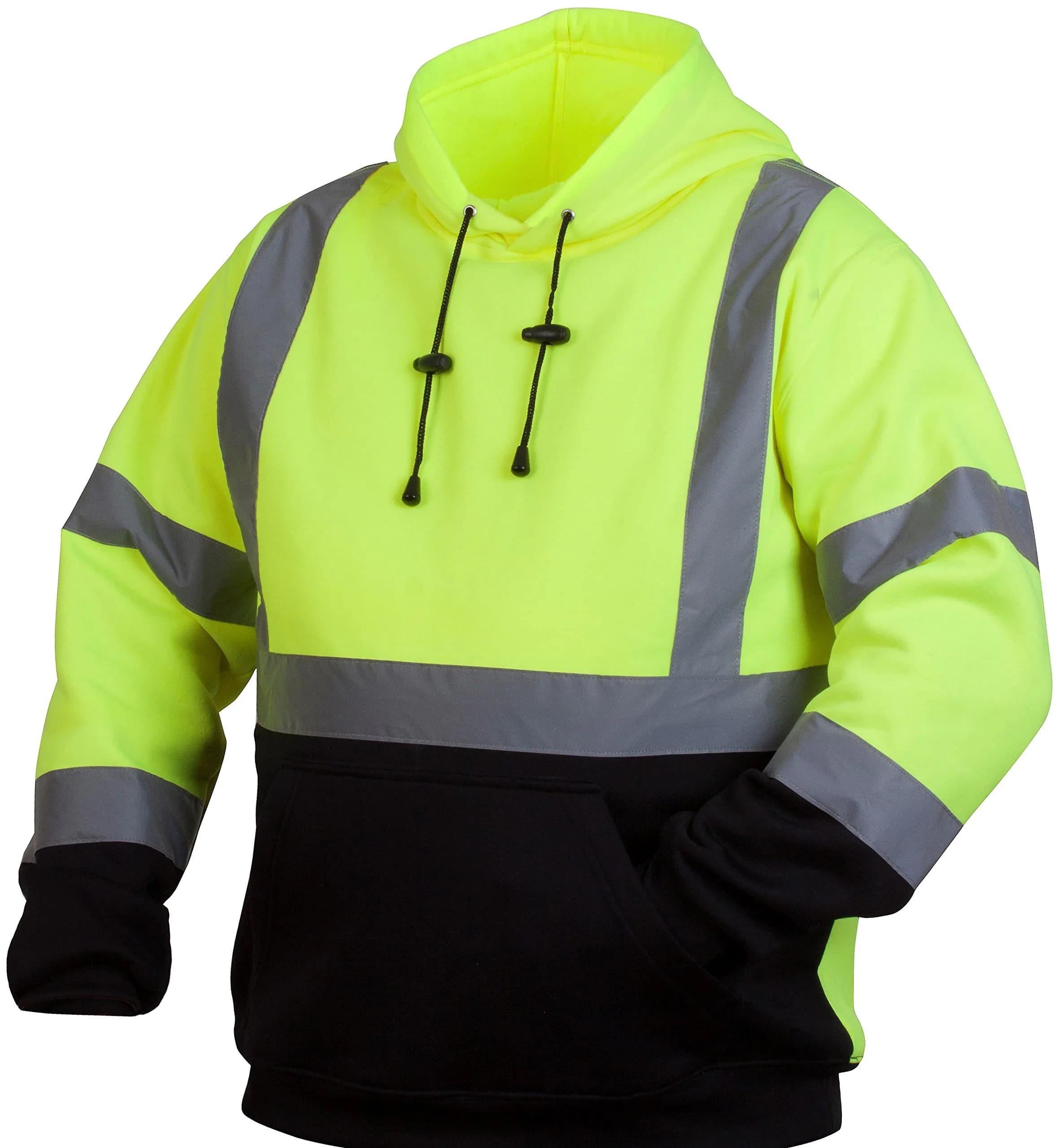 Pyramex Safety Pullover Sweatshirt With Black Bottom Hi Vis Lime, Extra Large | ANSI 107-2020 Type R Class 3 Rated - main product image