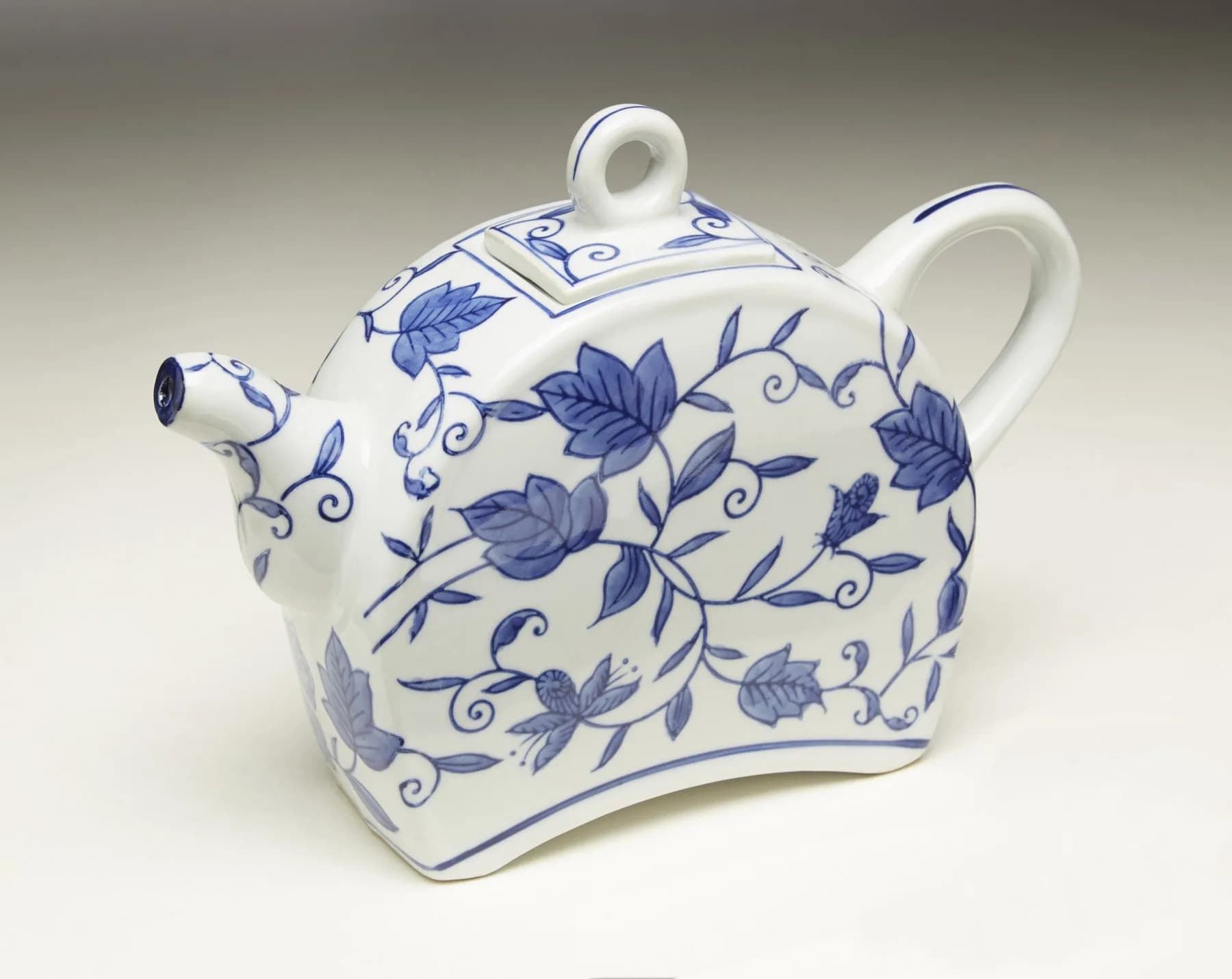 Zeckos Blue and White Ceramic Teapot | Classic Porcelain Design with Removable Lid - main product image