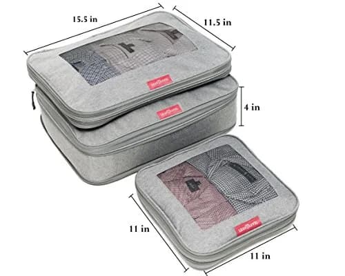 LeanTravel Premium Compression Packing Cubes 3-Pack Grey | Luggage Organizer Bags with Double Zipper & Breathable Mesh Panel thumbnail 10
