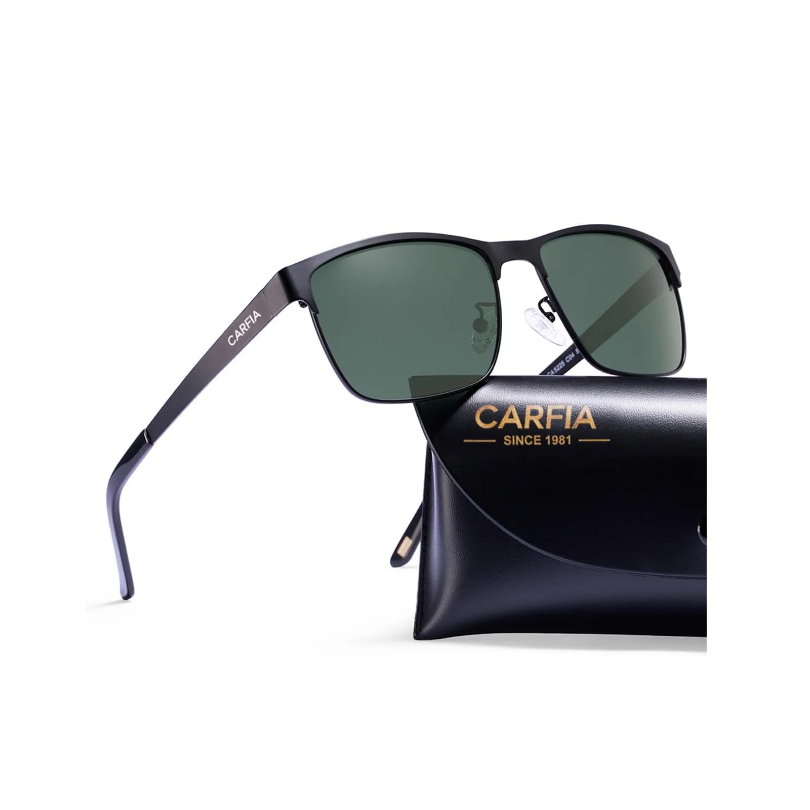 CARFIA Polarized Sunglasses for Men Spring Hinge Metal Frame CA5225 | Classic Square Design, UV400 & Shatterproof (70-120 chars) - main product image