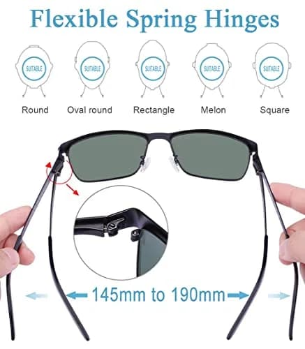 CARFIA Polarized Sunglasses for Men Spring Hinge Metal Frame CA5225 | Classic Square Design, UV400 & Shatterproof (70-120 chars) thumbnail 5