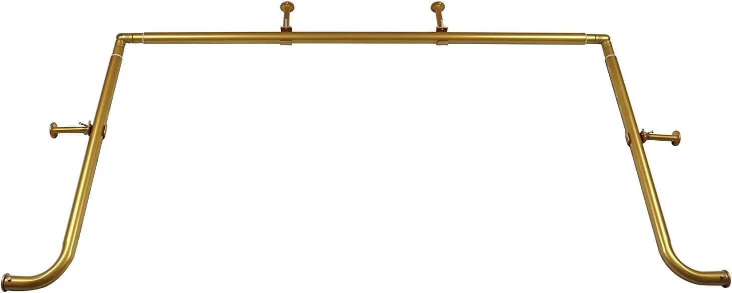 MERIVILLE 1-Inch Diameter Bay Window Curtain Rod Set for Bayview Windows, Oil-Rubbed Bronze | Durable Metal, Extendable, Complete System — Gold