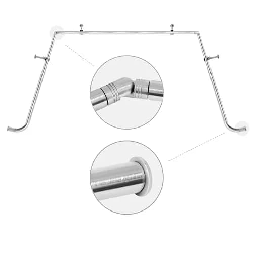 MERIVILLE 1-Inch Diameter Bay Window Curtain Rod Set for Bayview Windows, Satin Nickel Finish | Durable Metal Construction thumbnail 1